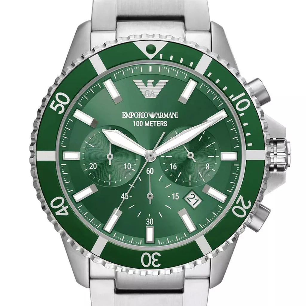 AR11500 green dial chronograph stainless steel watch 43mm