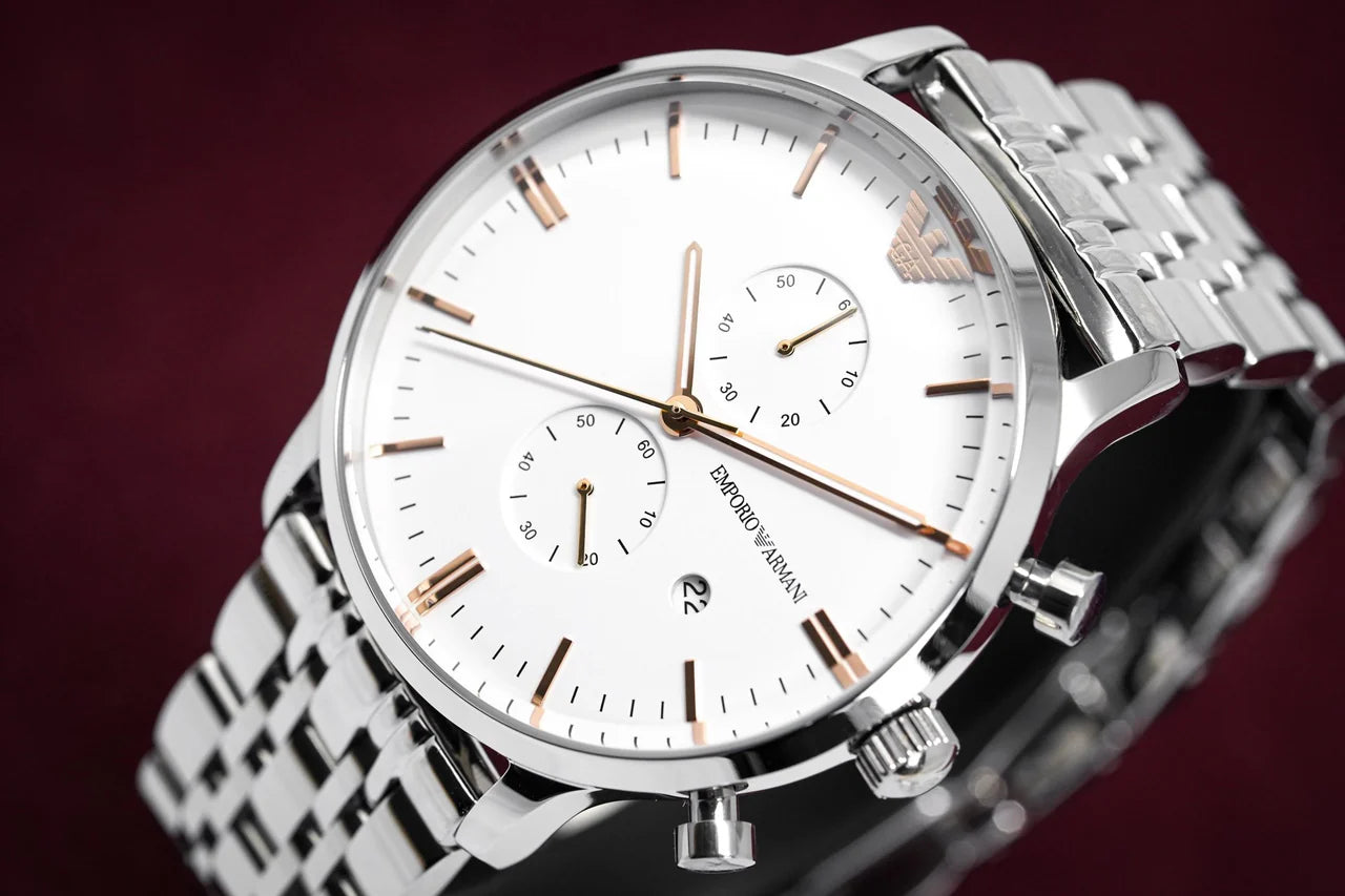 AR1933 Emporio Armani white dial  and stainless steel 43mm