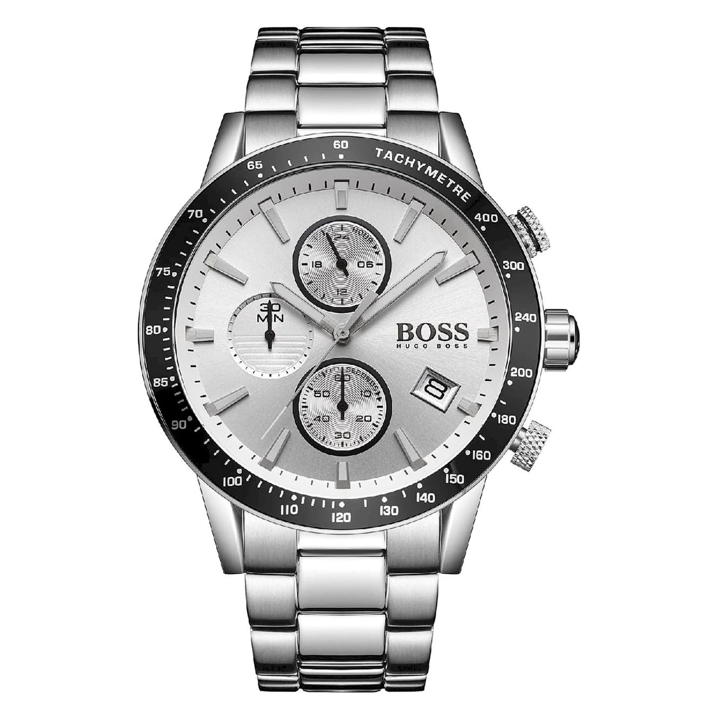 Hugo Boss Mens Chronograph Quartz Rafale Stainless Steel Silver Dial Watch - 1513511