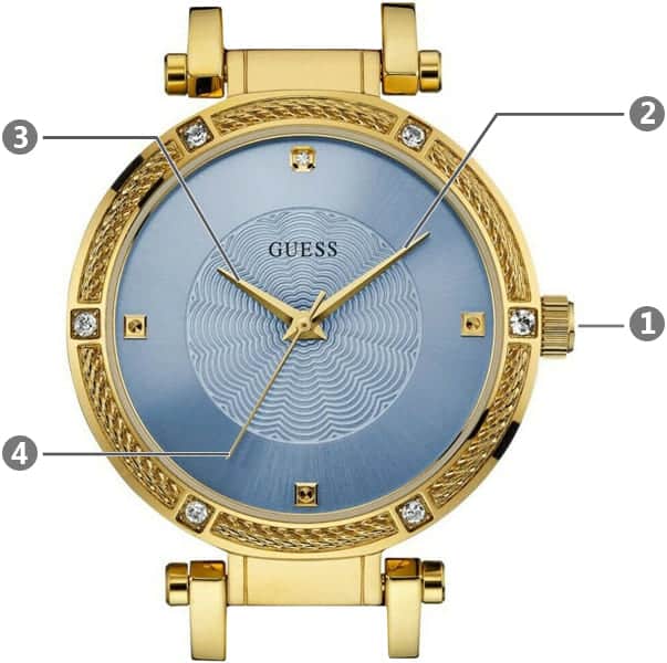 Guess Women’s Quartz Gold Stainless Steel Blue Dial 36mm Watch W0659L2