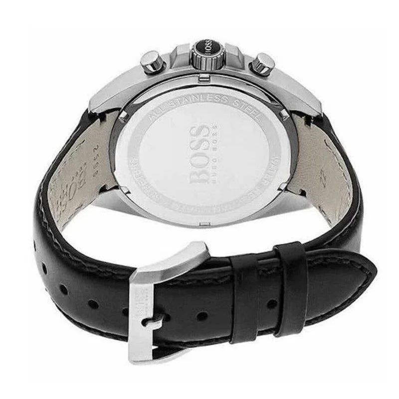 Hugo Boss Men’s Quartz Black Leather Strap Black Dial 44mm Watch 1513077