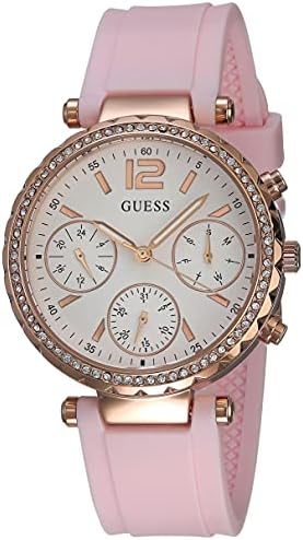 Guess Women’s Quartz Pink Silicone Strap Silver Dial 37mm Watch GW0113L4