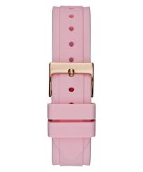 Guess Women’s Quartz Pink Silicone Strap Silver Dial 37mm Watch GW0113L4