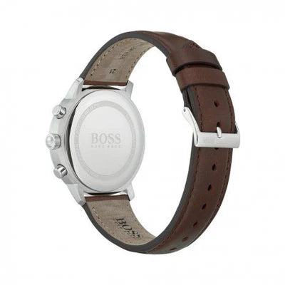 Hugo Boss Men’s Quartz Brown Leather Strap Off-White Dial 42mm Watch 1513609