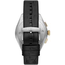 AR11498 Emporio Armani watch with silver and gold dial and leather black belt