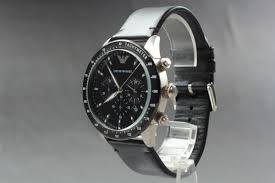 Orignal AR11243 Emporio Armani Man Chronograph Quartz Leather Belt Black Dial 43MM Watch