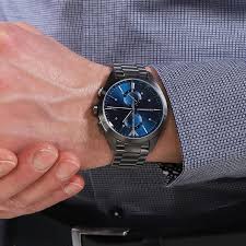 AR11481 Emporio Armani Emporio Armani Claudio Gunmetal Stainless Steel Blue Dial Chronograph Quartz Watch for Gents