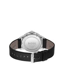 Hugo Boss Men’s Quartz Black Leather Strap Black Dial 44mm Watch 1513920