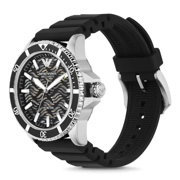 Emporio Armani AR60062 42 mm black dial with black silicon strap