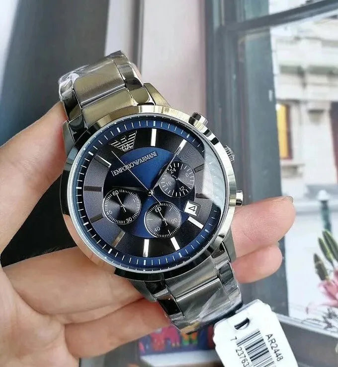 AR2448 Emporio Armani chronograph watch in blue dial 43mm