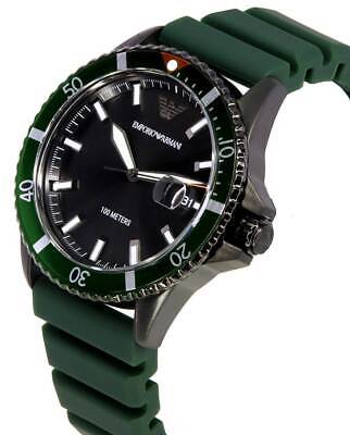 AR11464 Emporio Armani quartz watch 42mm with silicon green belt and black dial