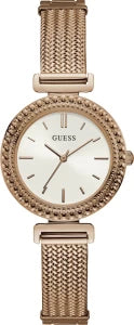 GUESS Ladies rose gold watch with crystal & adjustable GLink W1084L3